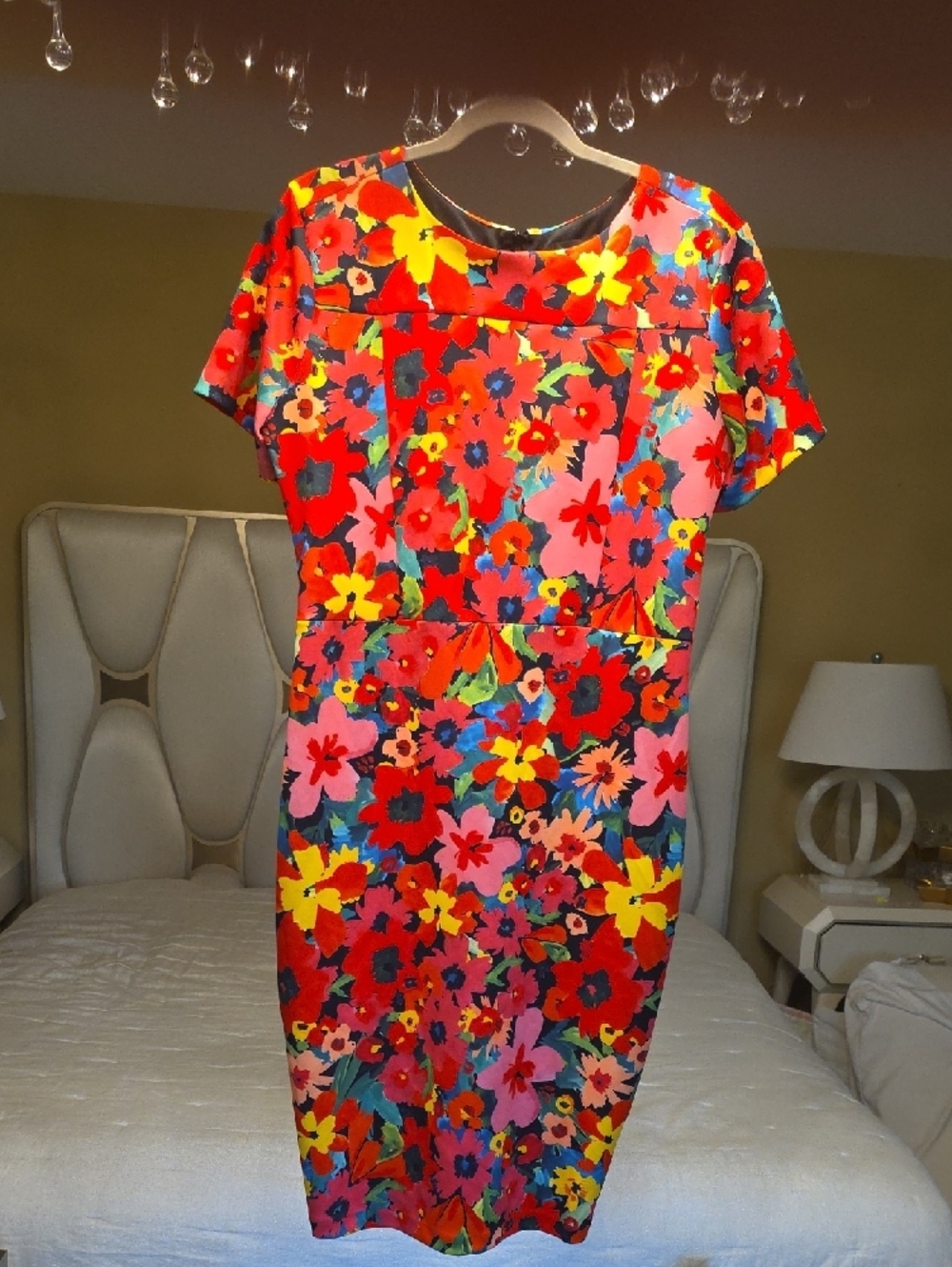 Alexia Admor Vibrant Floral Midi Dress in Pink, Red, Yellow and Green Size XL - Picture 4 of 13